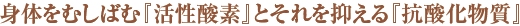 身体をむしばむ『活性酸素』とそれを抑える『抗酸化物質』